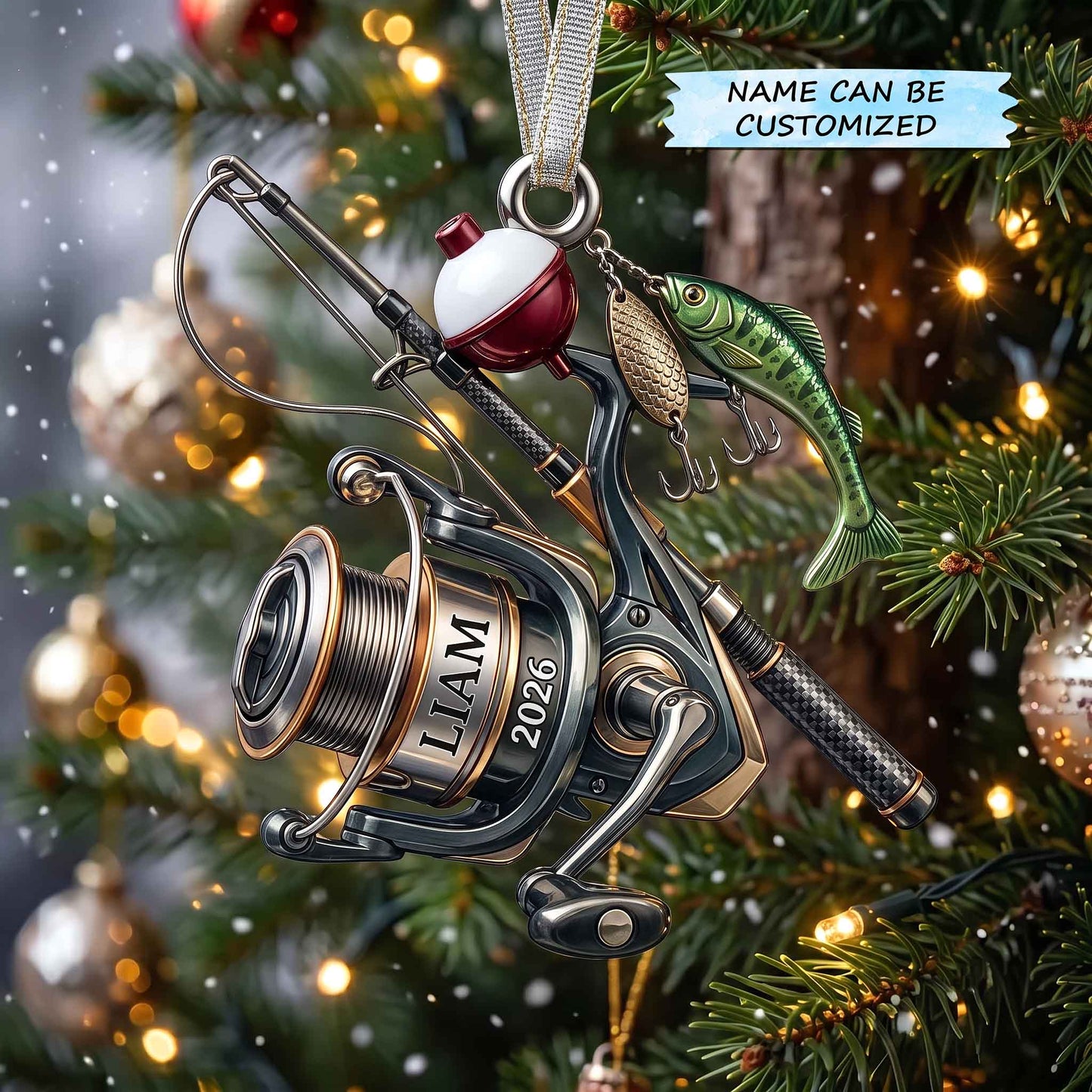 Personalized Fishing Escape Christmas Mica Ornament