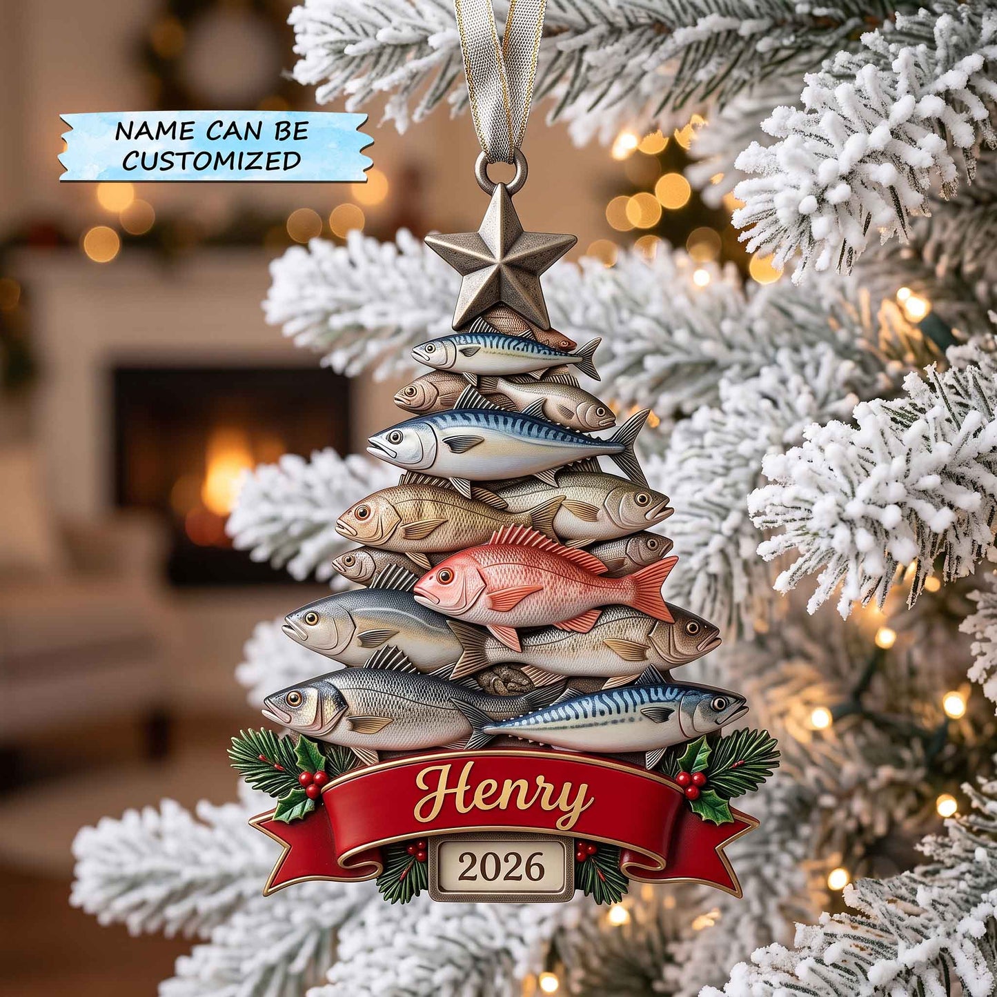 Personalized Fishing Escape Christmas Mica Ornament