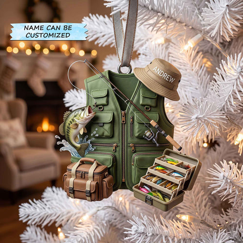 Personalized Fishing Escape Christmas Mica Ornament QTCUZ GFTOTP20924
