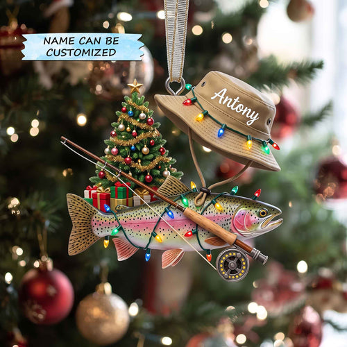 Personalized Fishing Escape Christmas Mica Ornament QTCUZ GFTOTP20925