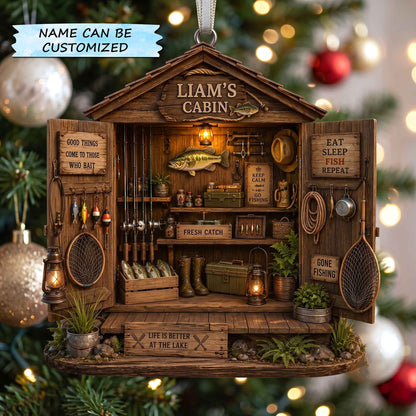 Personalized Fishing Escape Christmas Mica Ornament