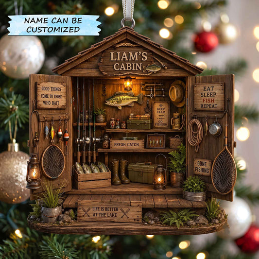 Personalized Fishing Escape Christmas Mica Ornament QTCUZ GFTOTP20926