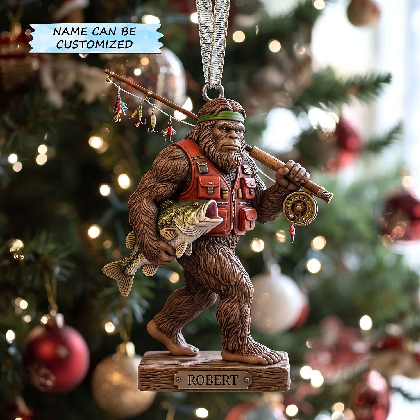 Personalized Fishing Escape Christmas Mica Ornament