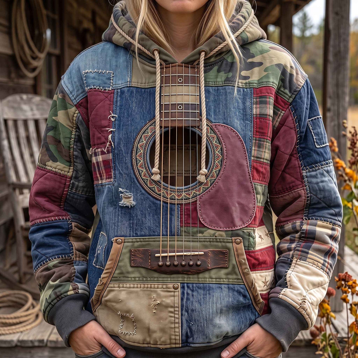 Rustic Acoustic Guitar Hoodie GFTOTP20985