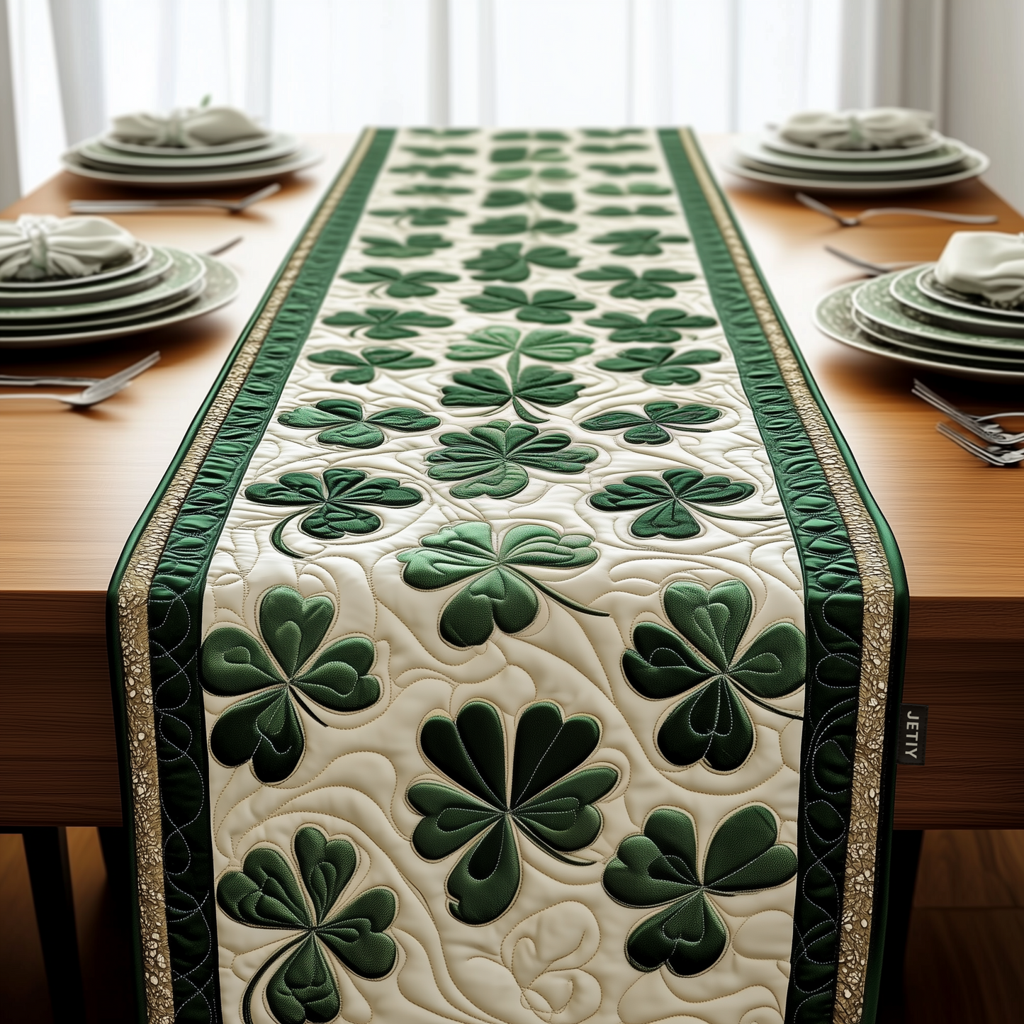 Irish Shamrock Quilted Table Runner