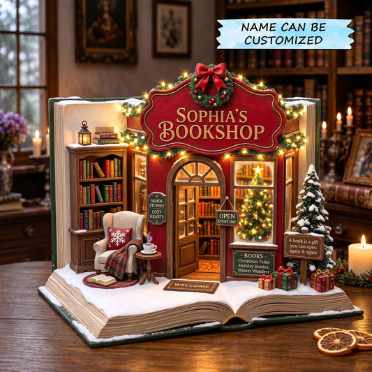 Personalized Christmas Reading Nook Wooden Block 3-Layers QTCUZ GFTOTP21035
