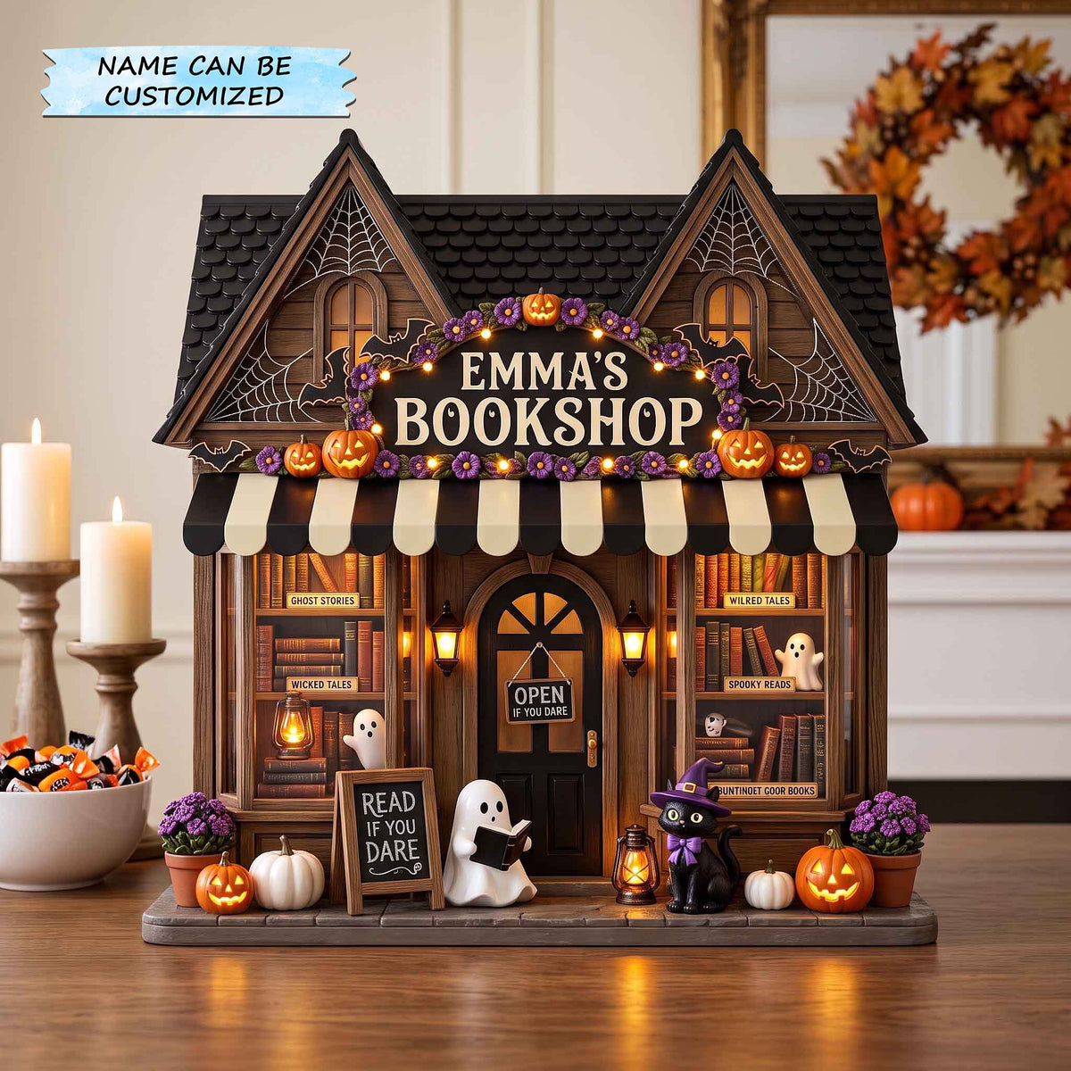 Personalized Halloween Reading Nook Wooden Block 3-Layers QTCUZ GFTOTP21036