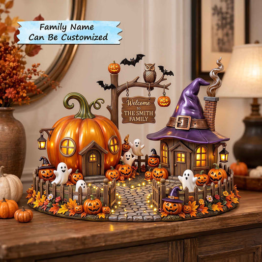 Personalized Pumpkin Village Wooden Block 3-Layers QTCUZ GFTOTP21040