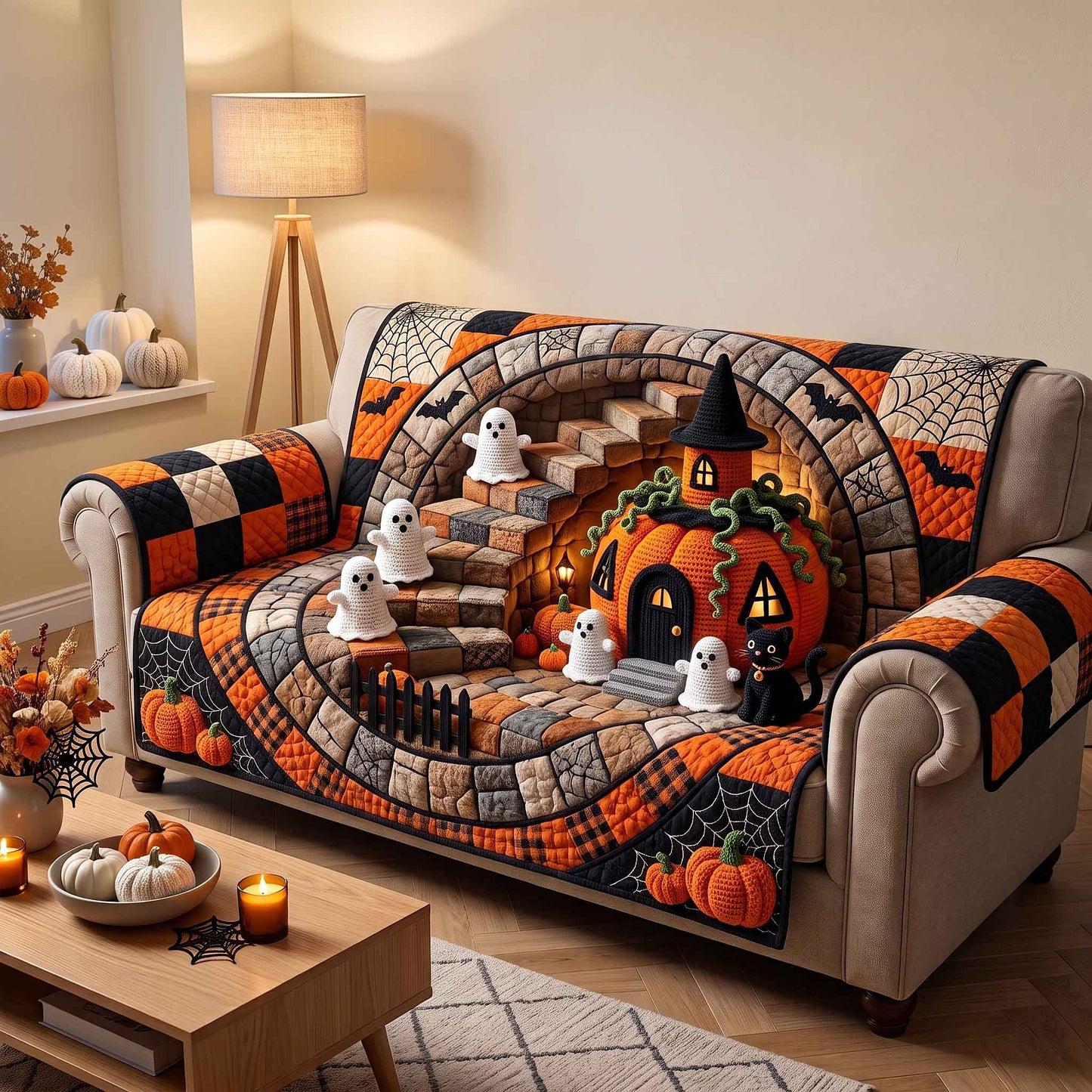 Haunted Crochet Manor Quilted Sofa Cover GFTOTP21074