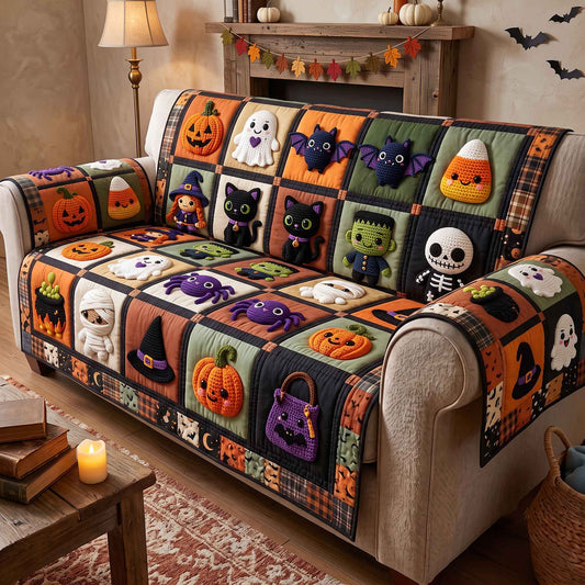 Spooky Crochet Quilted Sofa Cover GFTOTP21076