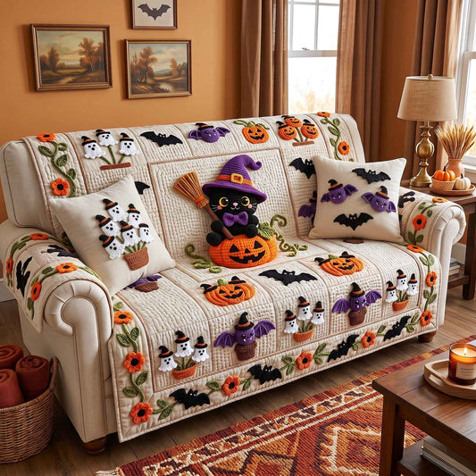 Spooky Crochet Quilted Sofa Cover GFTOTP21077