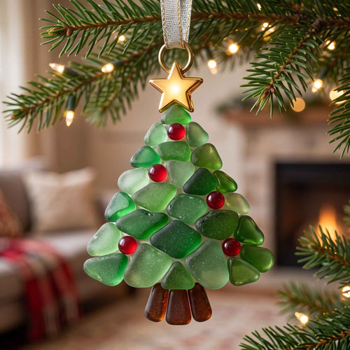 Sea Glass Evergreen Christmas Mica Ornament GFTOTP21122