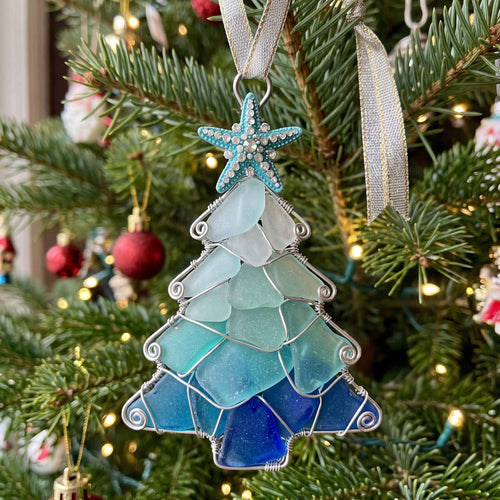 Sea Glass Evergreen Christmas Mica Ornament GFTOTP21125