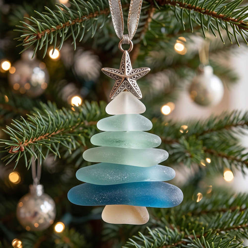 Sea Glass Evergreen Christmas Mica Ornament GFTOTP21126
