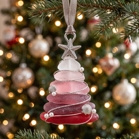 Sea Glass Evergreen Christmas Mica Ornament GFTOTP21128