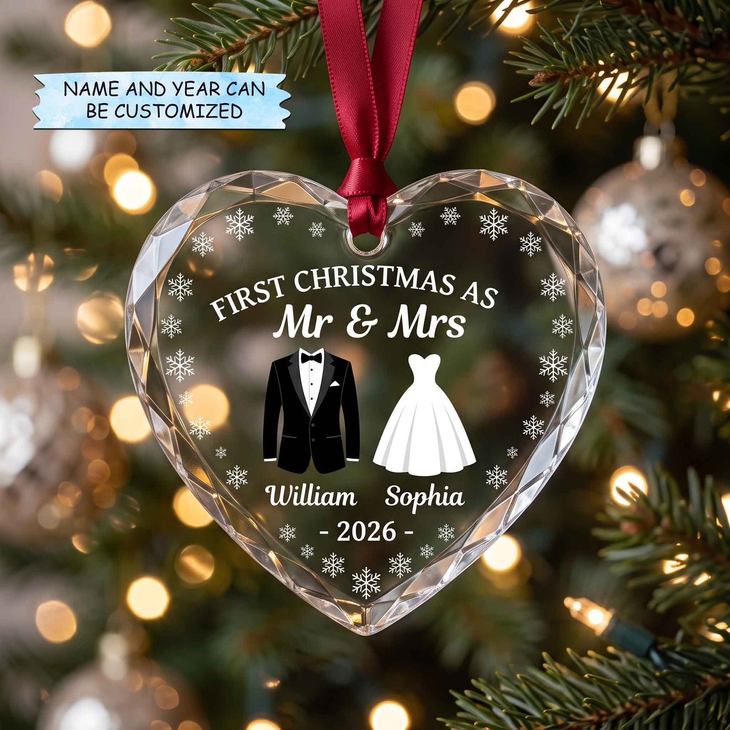 Our First Marriage Christmas Mica Ornament