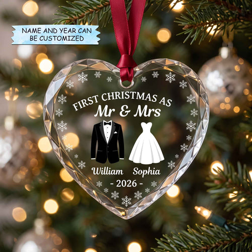 Our First Marriage Christmas Mica Ornament