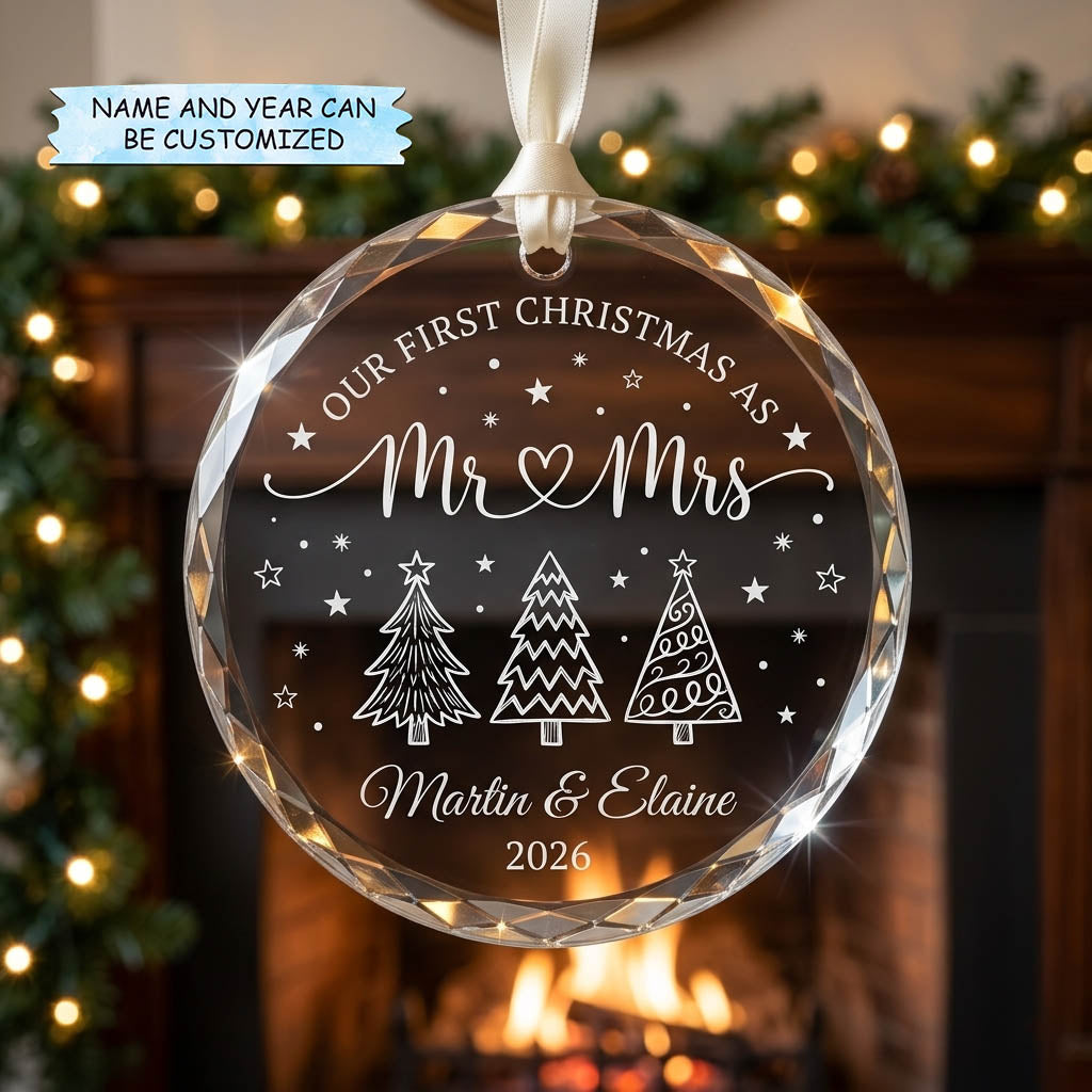 Our First Marriage Christmas Mica Ornament