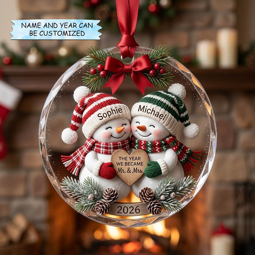 Our First Marriage Christmas Mica Ornament