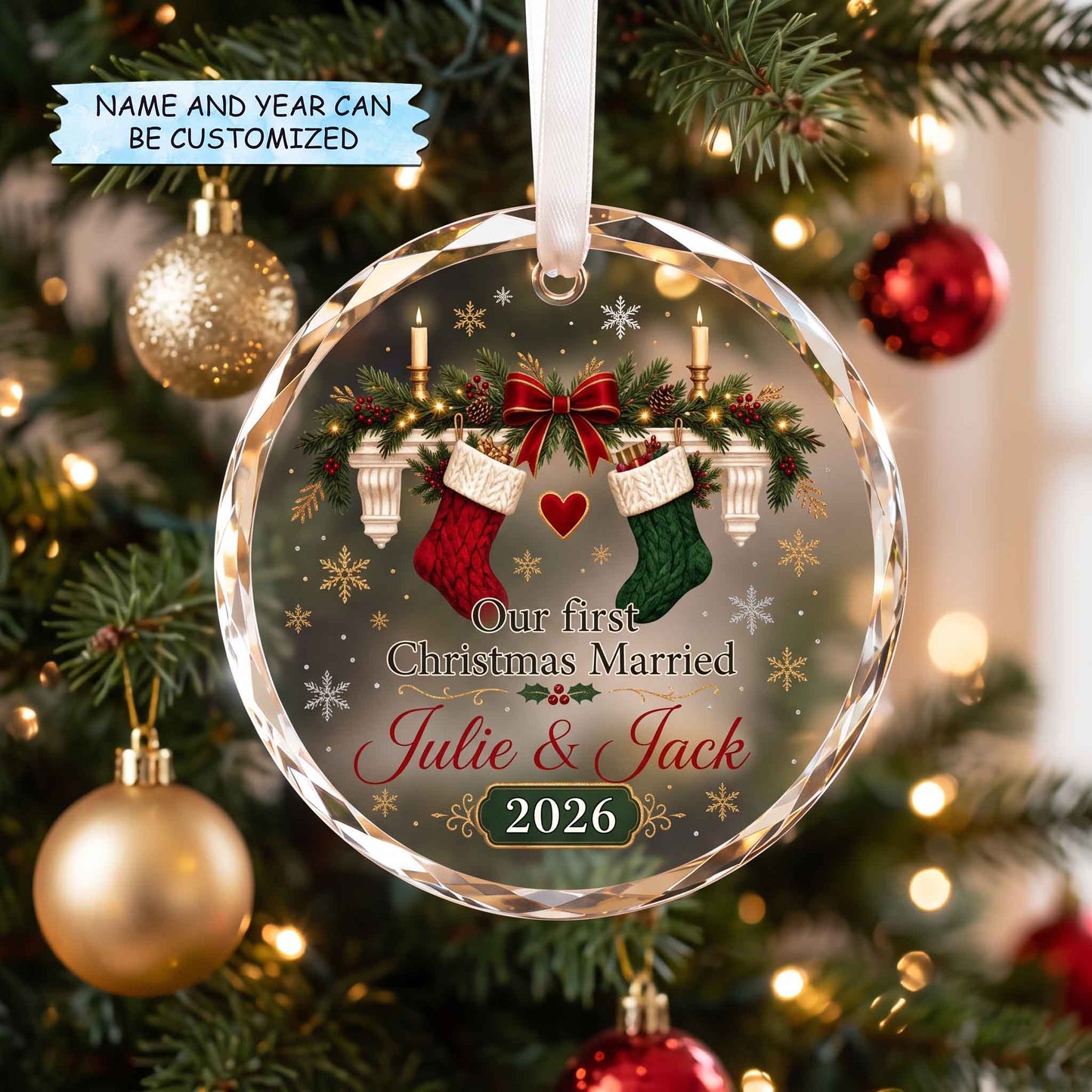 Our First Marriage Christmas Mica Ornament