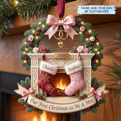 Our First Marriage Christmas Mica Ornament