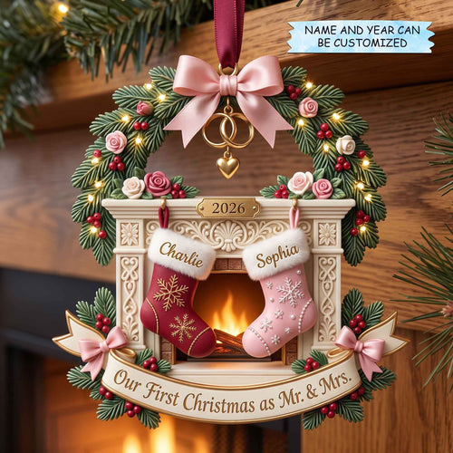 Our First Marriage Christmas Mica Ornament QTCUZ GFTOTP21135