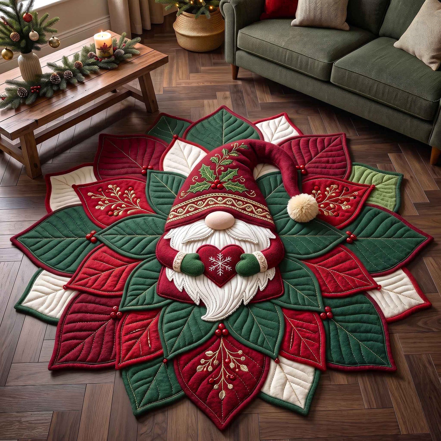 Poinsettia Elegance Custom Shape Area Rug GFTOTP21172