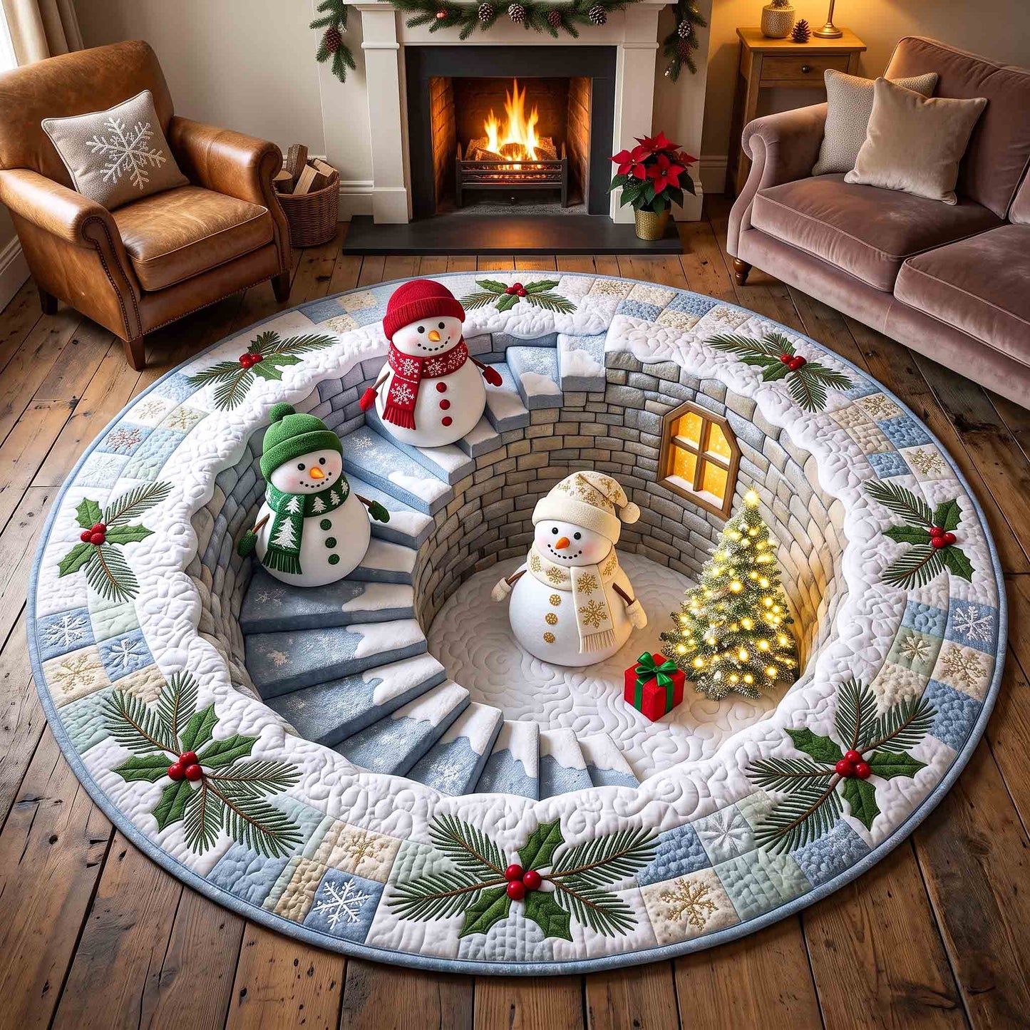 Snowman Wonderland Quilted Round Mat GFTOTP21200