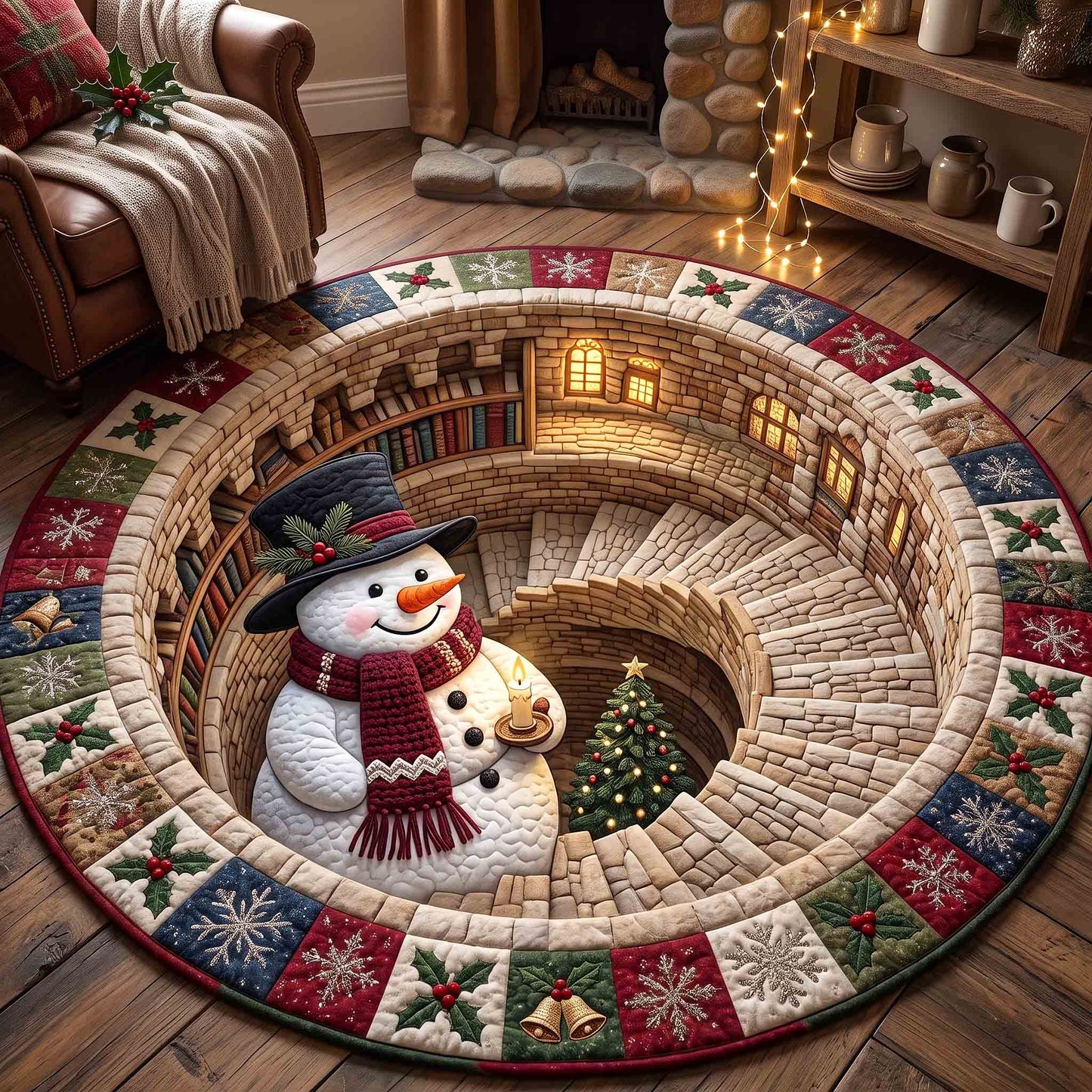 Snowman Wonderland Quilted Round Mat GFTOTP21201