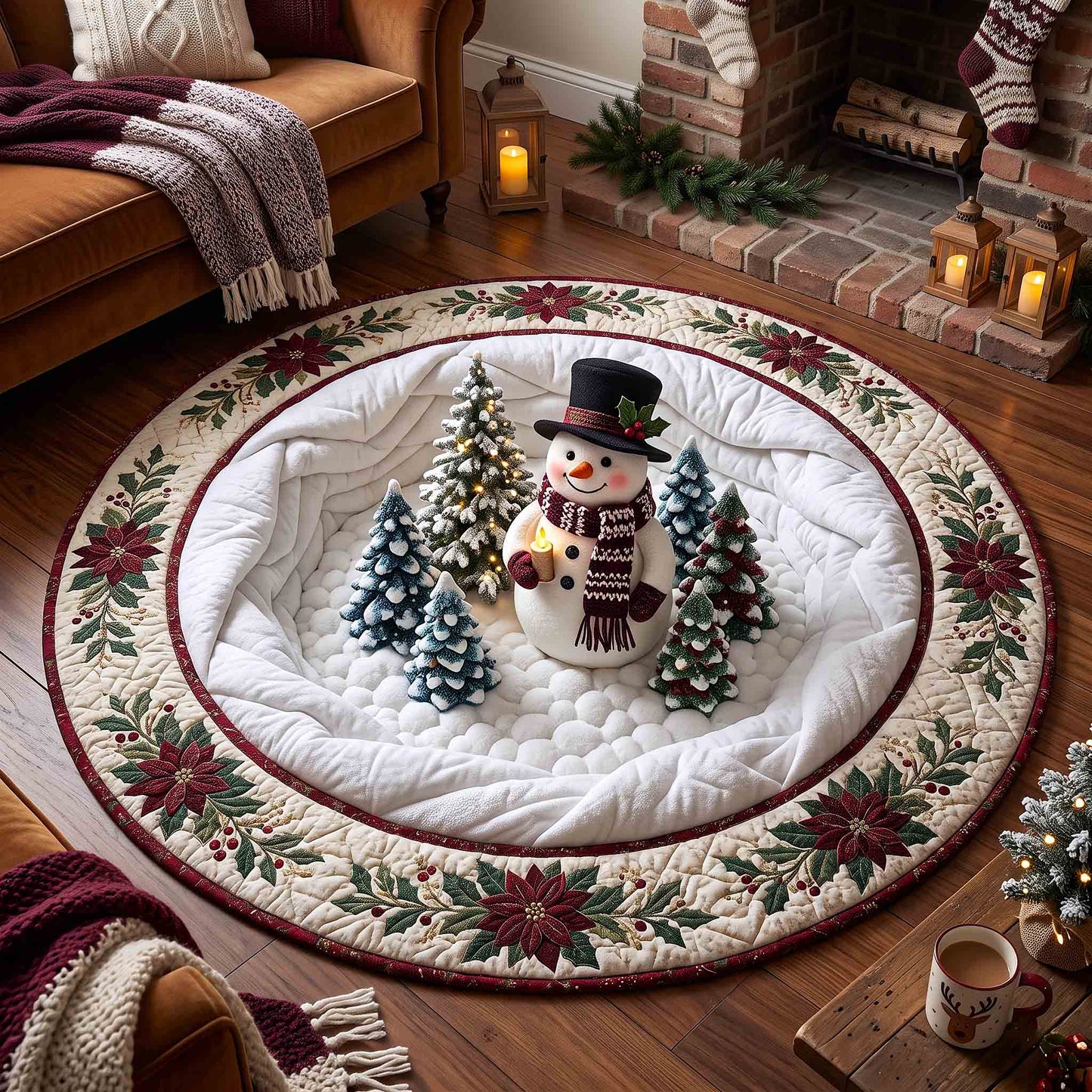 Snowman Wonderland Quilted Round Mat GFTOTP21203