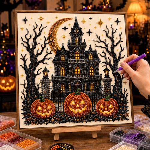 🔥 EARLY HALLOWEEN SALE 49% OFF - Halloween Manor DIY Diamond Pearl Art Kit GFTOTP21403