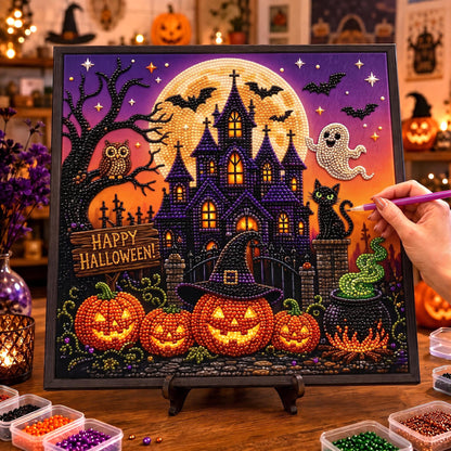 🔥 EARLY HALLOWEEN SALE 49% OFF - Halloween Manor DIY Diamond Pearl Art Kit GFTOTP21403