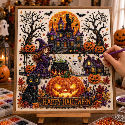 🔥 EARLY HALLOWEEN SALE 49% OFF - Halloween Manor DIY Diamond Pearl Art Kit GFTOTP21403