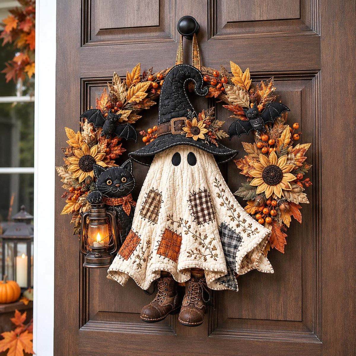 Patchwork Ghost Custom Shape Quilted Door Hanger GFTOTP21495
