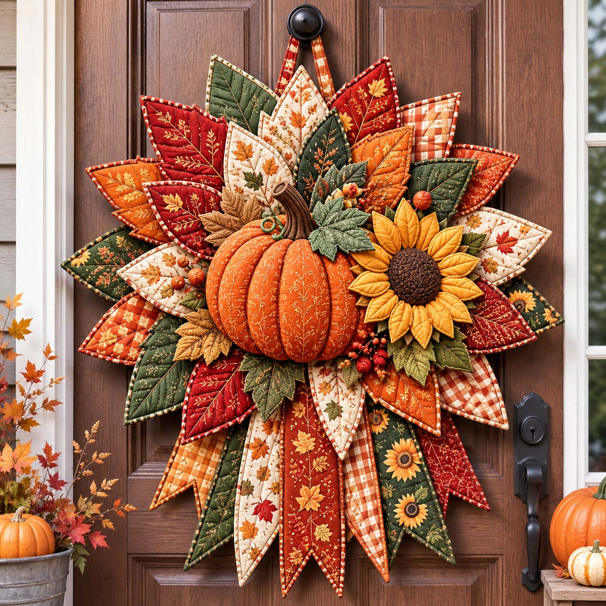 Rustic Fall Pumpkin Custom Shape Quilted Door Hanger GFTOTP21498