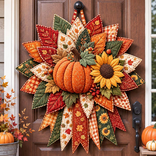 Rustic Fall Pumpkin Custom Shape Quilted Door Hanger GFTOTP21498