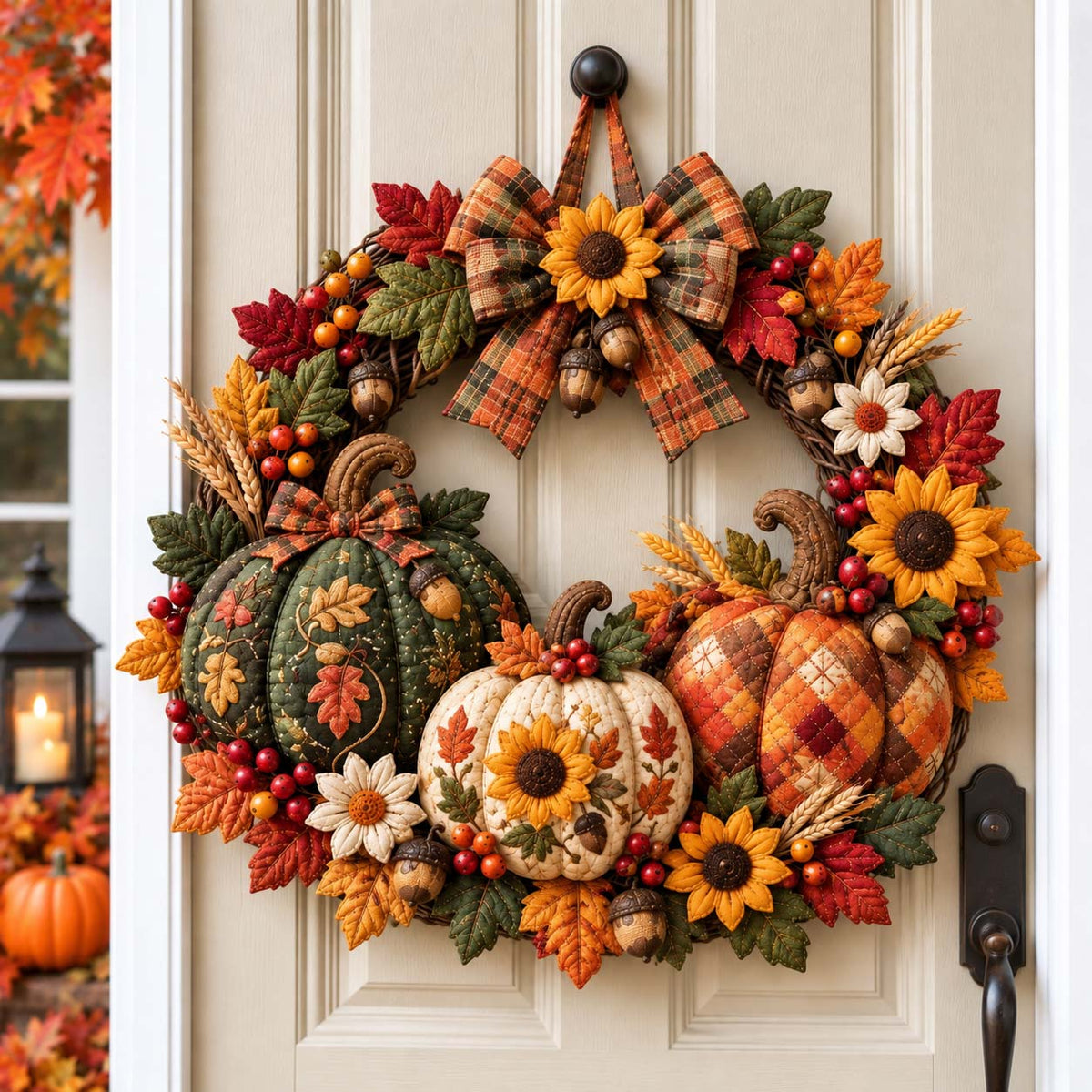 Rustic Fall Pumpkin Custom Shape Quilted Door Hanger GFTOTP21501