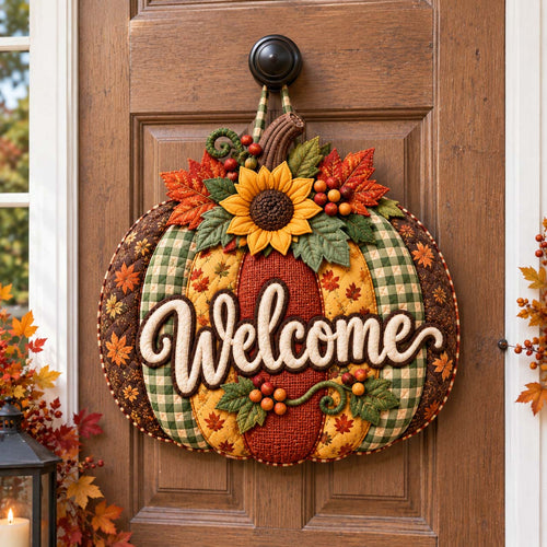 Pumpkin Welcome Custom Shape Quilted Door Hanger GFTOTP21503