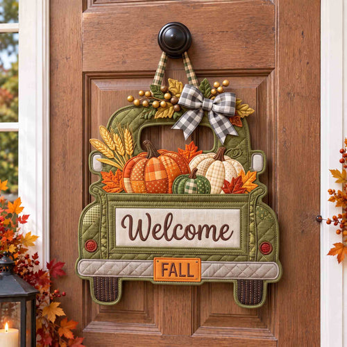 Vintage Fall Truck Custom Shape Quilted Door Hanger GFTOTP21545