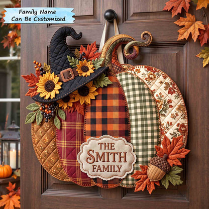 Personalized Witch Pumpkin Custom Shape Quilted Door Hanger QTCUZ GFTOTP21549