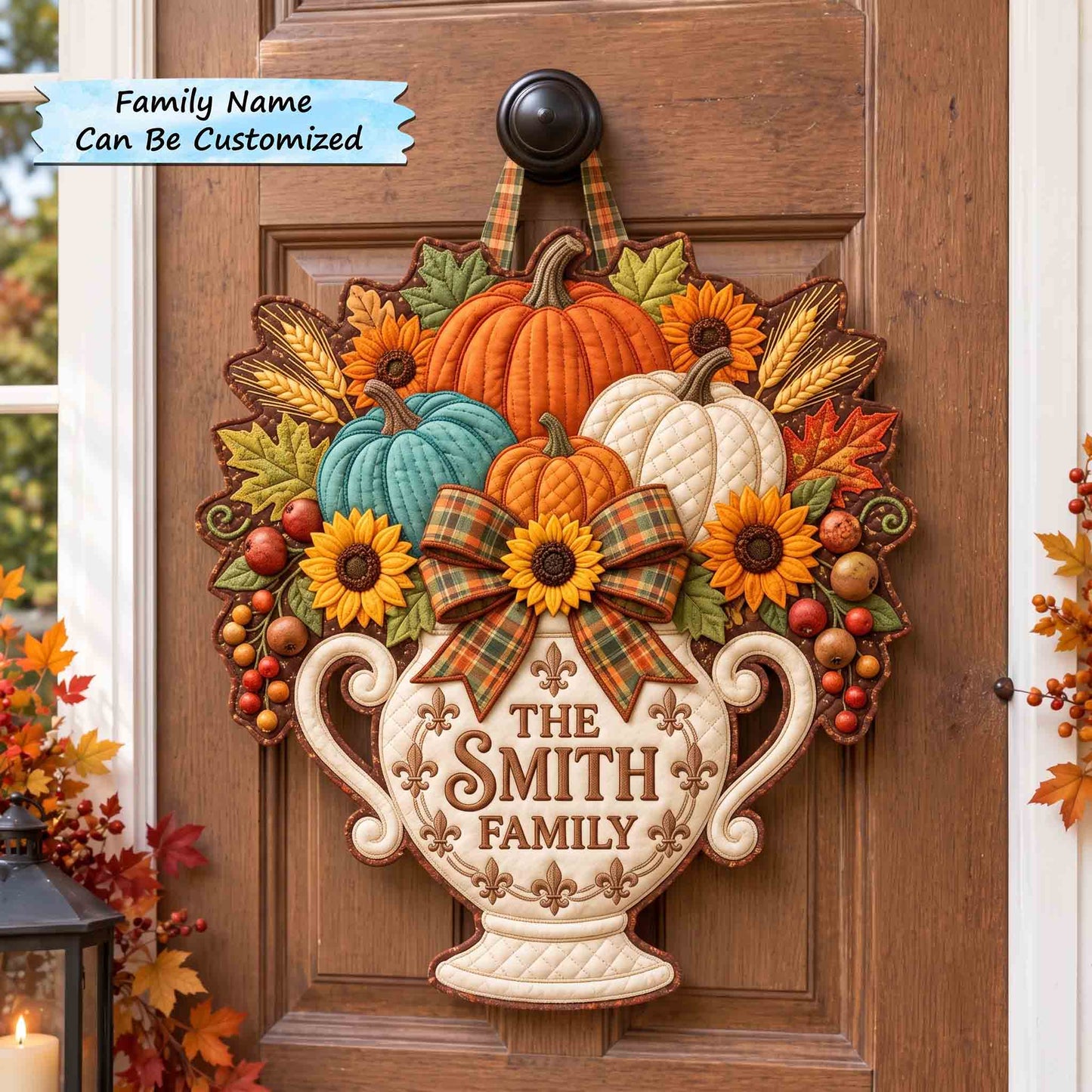 Personalized Pumpkin Vase Custom Shape Quilted Door Hanger QTCUZ GFTOTP21550