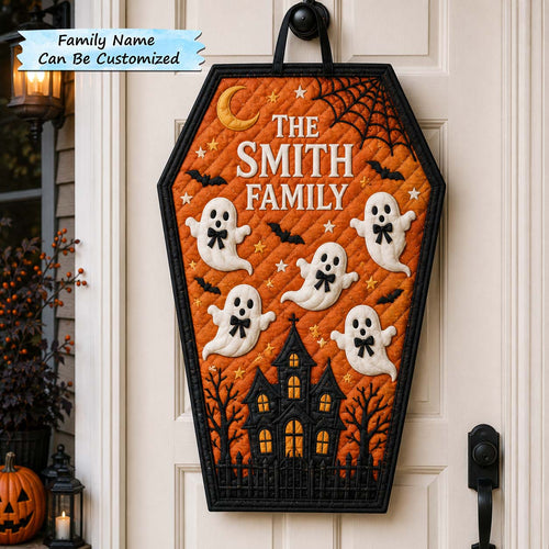 Personalized Ghost Coffin Custom Shape Quilted Door Hanger QTCUZ GFTOTP21551