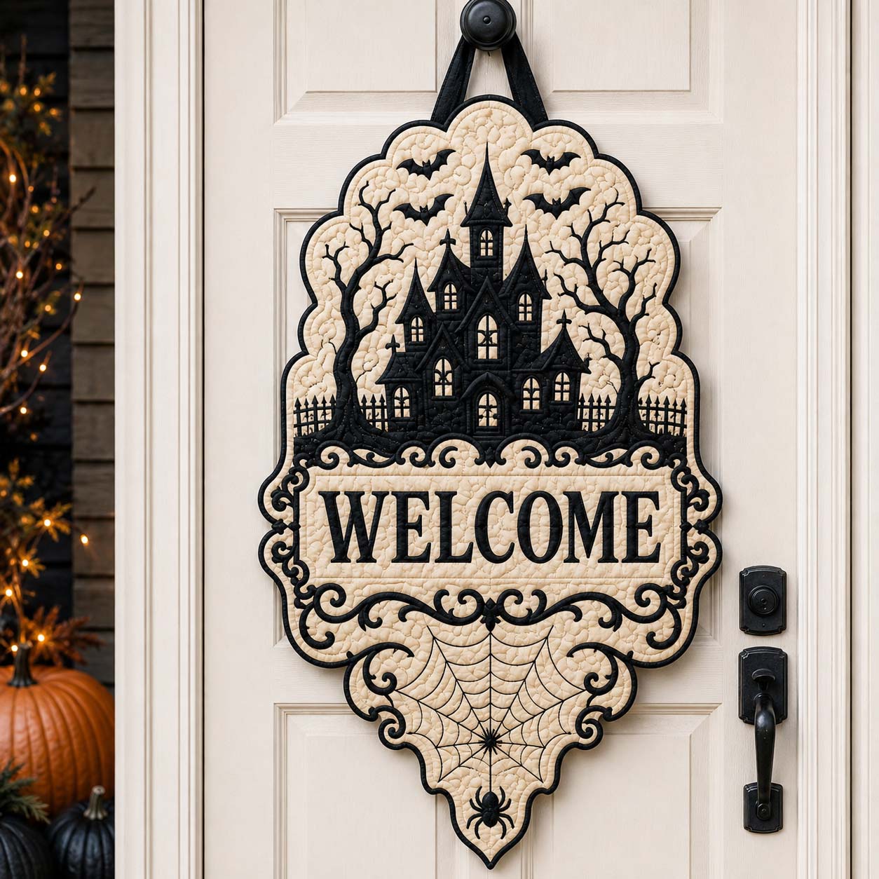 Haunted Manor Welcome Custom Shape Quilted Door Hanger GFTOTP21553