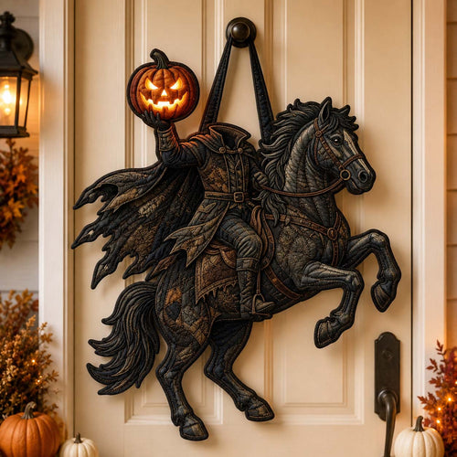 Headless Pumpkin Rider Custom Shape Quilted Door Hanger GFTOTP21555