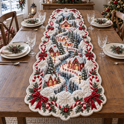 Holiday Village Custom Shape Quilted Table Runner GFTOTP21560