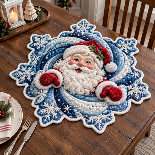 Snowflake Swirl Santa Custom Shape Quilted Placemat GFTOTP21563