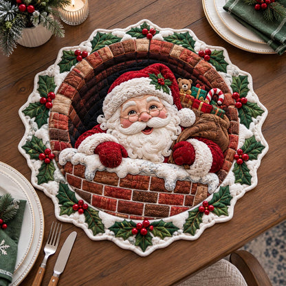 Chimney Peek Santa Custom Shape Quilted Placemat GFTOTP21566