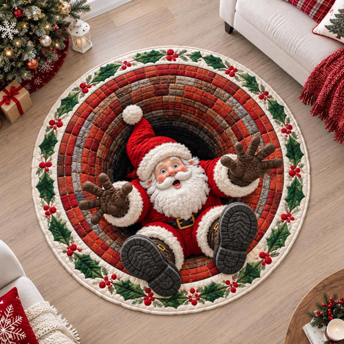 Chimney Drop Santa Quilted Round Mat GFTOTP21570