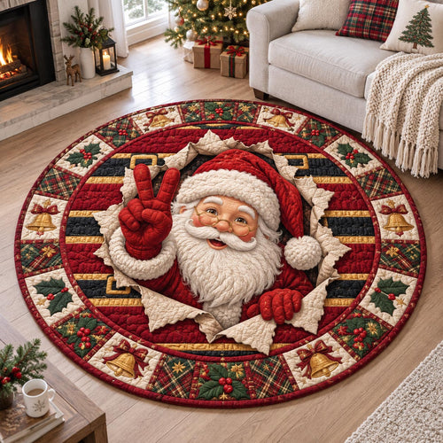 Peace Sign Santa Quilted Round Mat GFTOTP21571