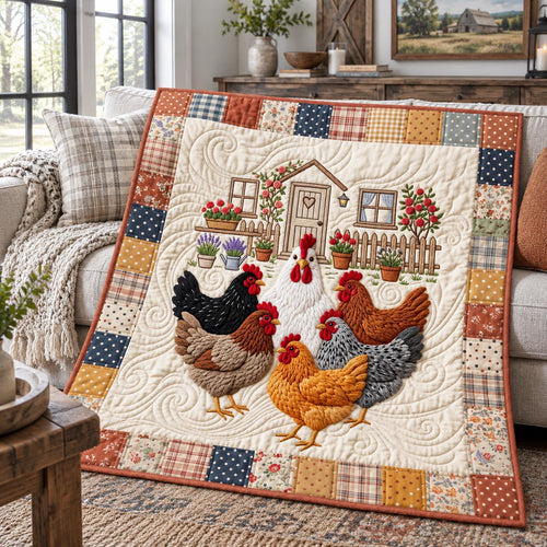 Farmhouse Coop Hens Quilted Blanket GFTOTP21624